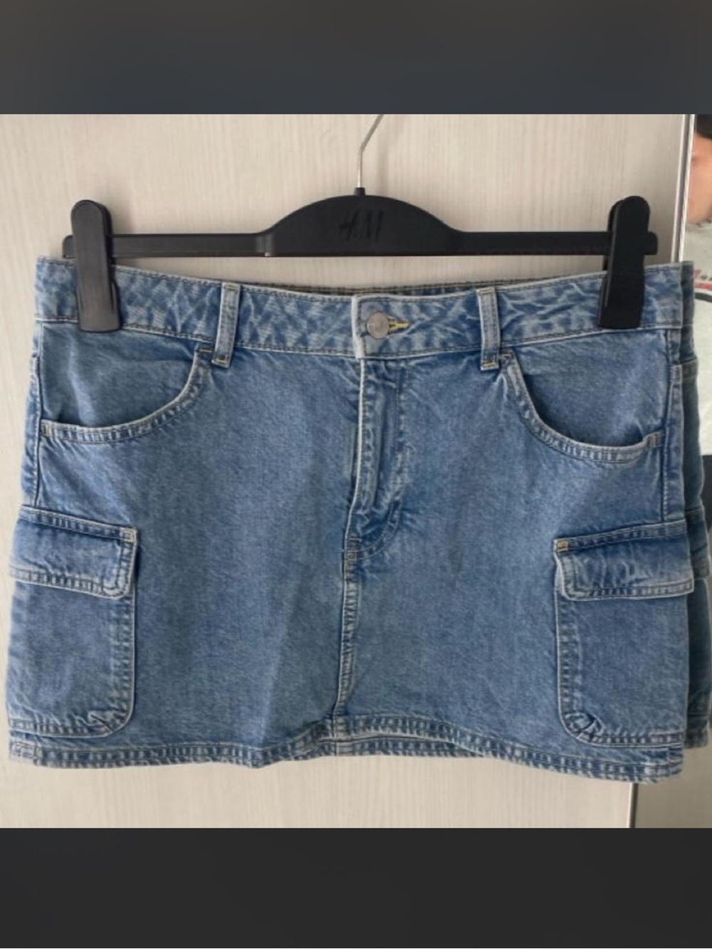 Denim Cargo Mini Skirt - Light Blue